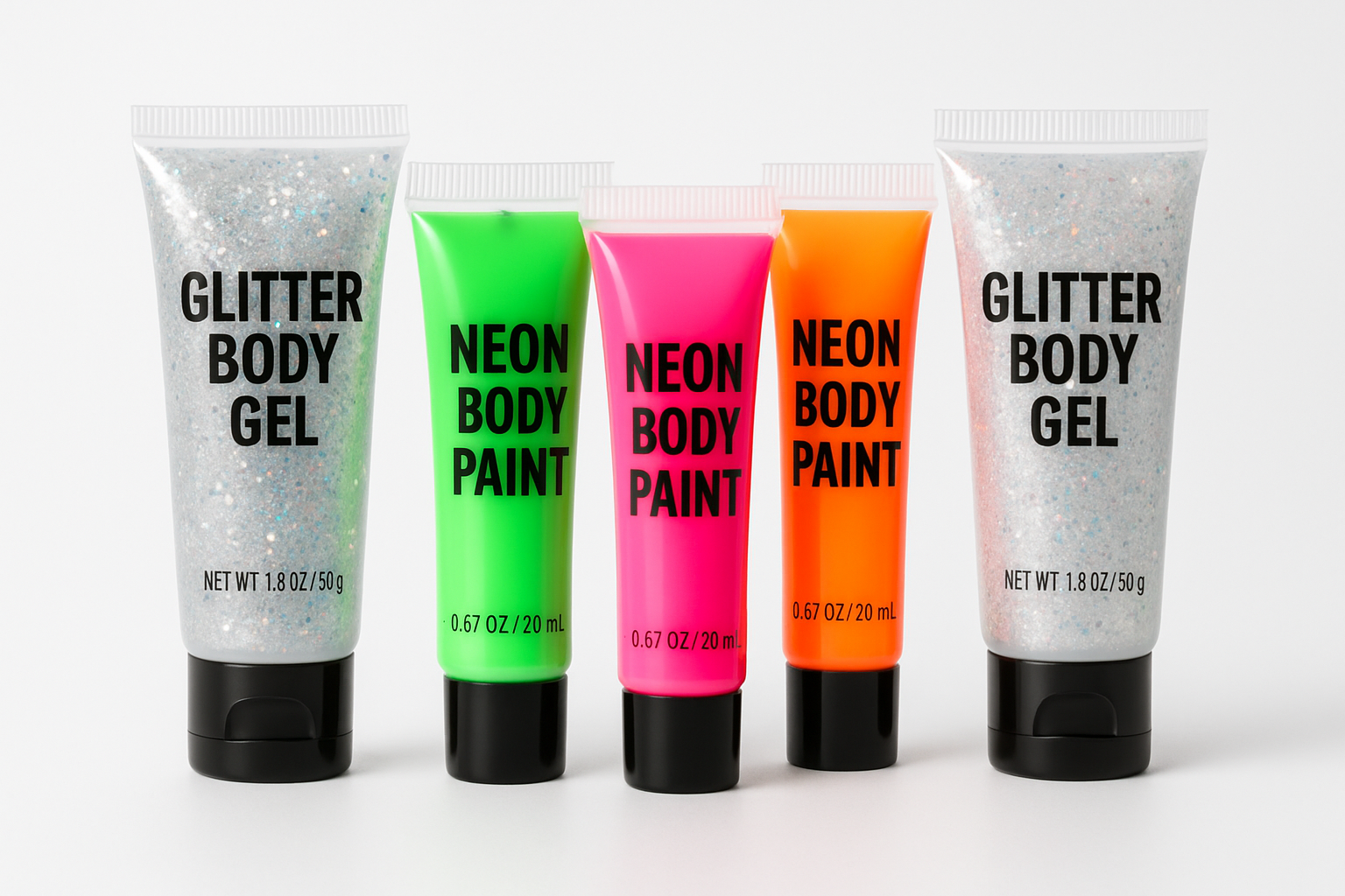 Glitter Body Gel and Neon Paint Products