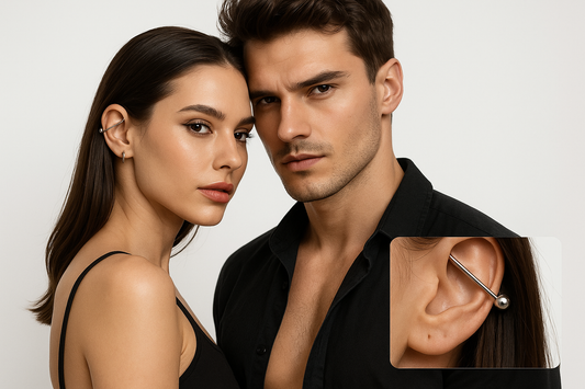 Steel Industrial Barbell Earrings - Hot Couple