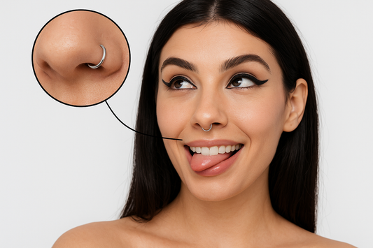 Surgical Steel Nose Rings - Playful Sexy Brunette with Callout