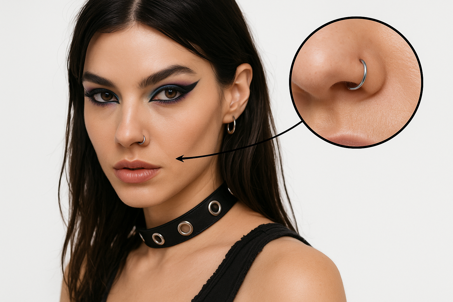 Surgical Steel Nose Rings with Callout - Punky Brunette